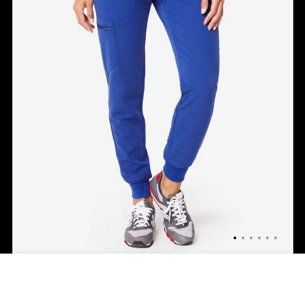 Figs Scrubs Blue Track Pants with Tapered Leg and Elastic Cuffs